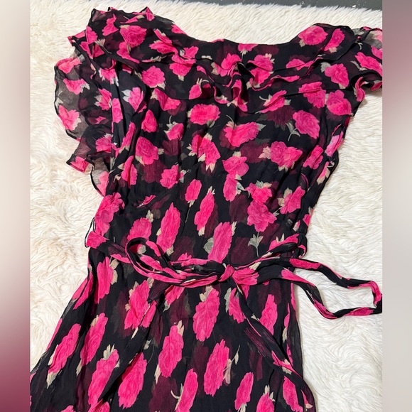 Rixo Rio Ruffle Maxi Dress in Vintage Rose Black - Size XS - Picture 5 of 10